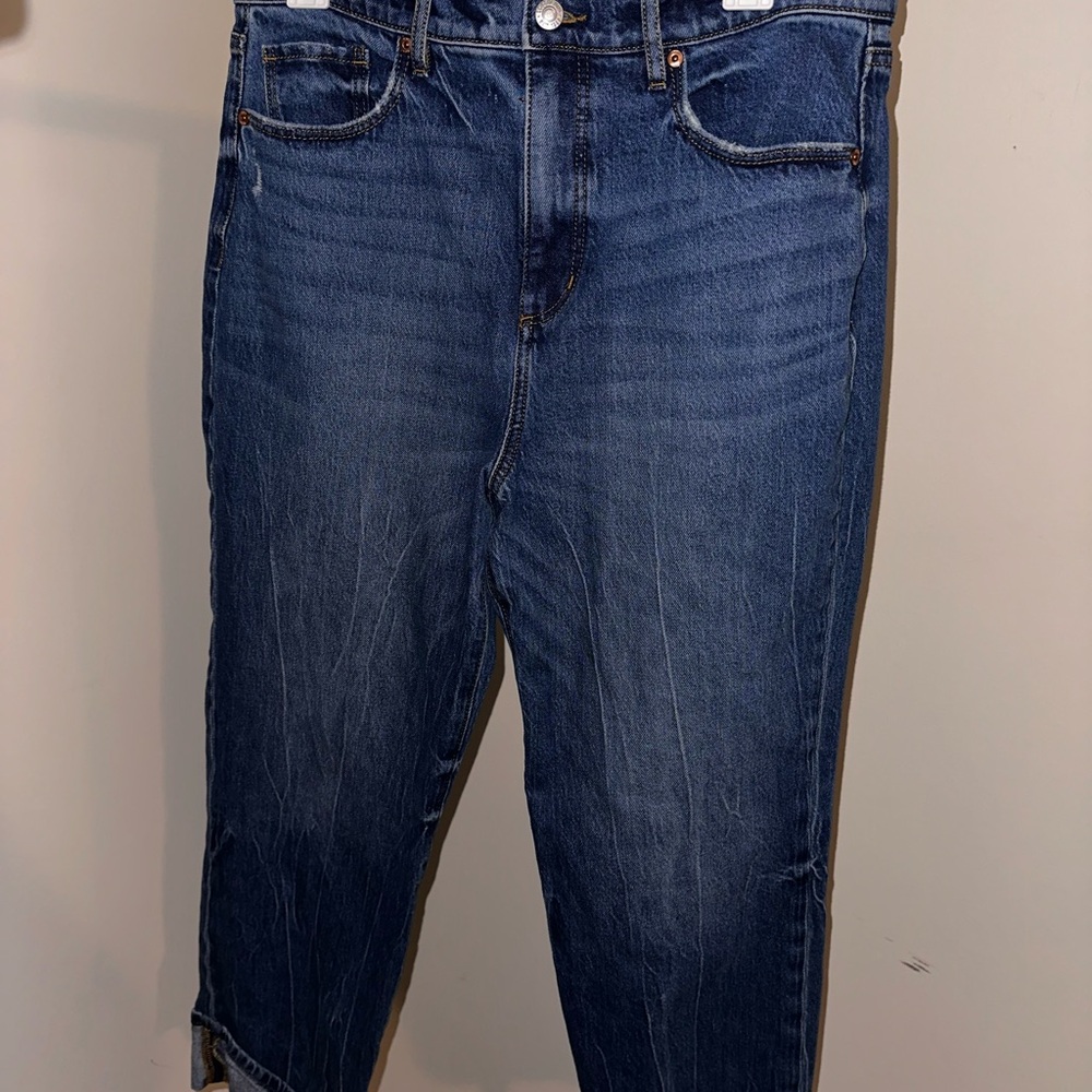 LOFT The Straight Jeans- Womens Size 10 | Medium Wash | Cuffed Straight Leg